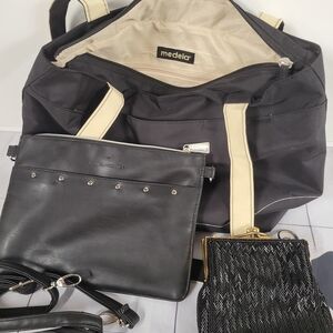 Ladies Black Bundle: Medela Bag, Daniel Hechter Cross Body, Shinny Clutch
